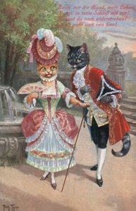 Humorvolle Katzenpostkarte von Carl Robert Arthur Thiele