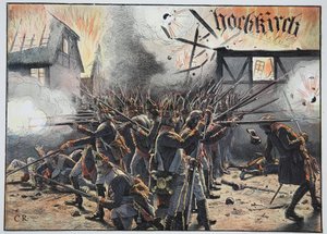 Nacht fällt in Hochkirch, August 1758 von Carl Röchling