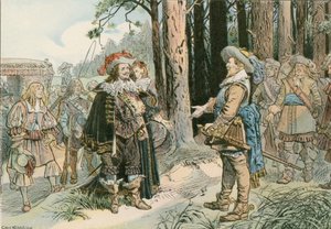 Georg Wilhelm trifft Gustav II. Adolf von Schweden in Köpenick im Jahr 1631 von Carl Rohling