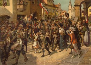 Die Mobilisierung 1914. Bild für den Geschichtsunterricht in Schulen, 1915