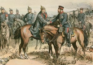 Wilhelm I., König von Preußen und erster Deutscher Kaiser (1797-1888) begrüßt seinen Sohn in Sadowa im Jahr 1866 von Carl Rohling
