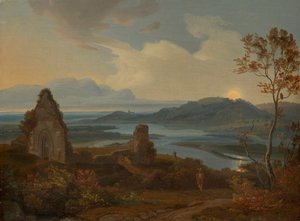 Flusslandschaft mit Kirchenruine