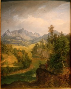 Gebirgslandschaft mit Flusslauf bei Berchtesgaden von Carl Rottmann