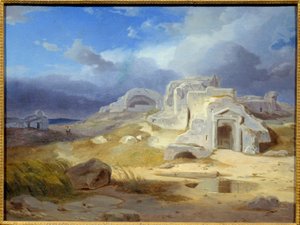Das Grab von Archimedes in Syrakus. Gemälde von Carl Rottmann (1798 - 1850)