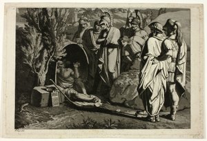 Diogenes in seiner Tonne mit Alexander und seinen Generälen von Carl Russ