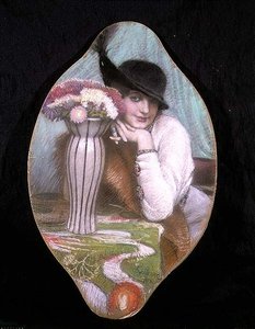 Porträt eines Mädchens bei einer Vase mit Blumen von Carl Schlosser