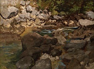 Gebirgsbach mit Felsen, 1888-1889