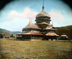 Rumänien, eine griechisch-unierte Kirche in der Bukowina-Region, Bilddatum: ca. 1920 von Carl Simon