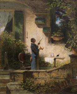 Eine wichtige Nachricht, 1870er von Carl Spitzweg