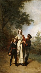 Königin Luise mit ihren Söhnen im Luisenwahl-Park, ca. 1886