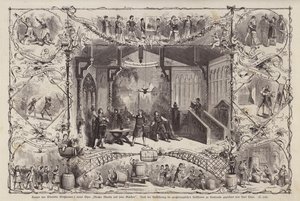 Szenen aus der Oper Meister Martin und Seine Gesellen des deutschen Komponisten Wendelin Weissheimer, aufgeführt im Großherzoglichen Hoftheater, Karlsruhe, Deutschland (Stich) von Carl Thiel