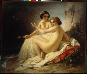 Zwei Mädchen in einer Grotte (1859) von Carl Timoleon von Neff