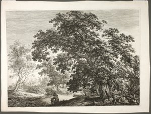 Fischer in bewaldeter Landschaft von Carl Wilhelm Kolbe the elder