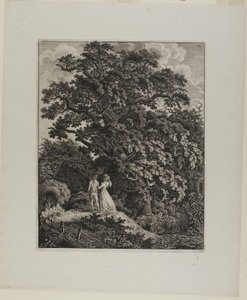 Waldlandschaft mit elegantem Paar unter einer Eiche von Carl Wilhelm Kolbe, the elder