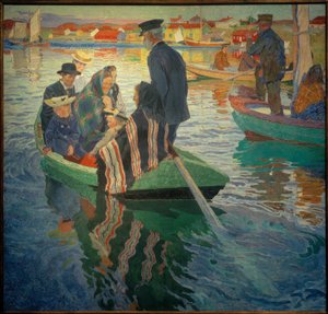 Kirchgänger in einem Boot von Carl Wilhelm Wilhelmson