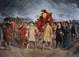 Ernst Rüdiger Graf Starhemberg besichtigt die Verteidigungsarbeiten auf der Löwelbastei (1683) von Carl Wurzinger