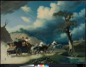 Troika während eines Gewitters, 1830er von Carl von Hampeln