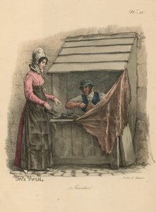 Schuster hinter einem Stand sitzend von Carle Vernet