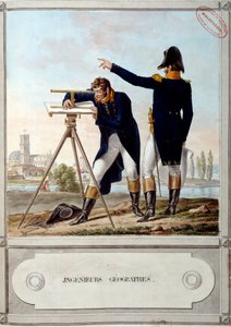 Geographen der Polytechnischen Schule. Zeitraum der Ägyptenexpedition (1798-1801). Gravur von Antoine Dit Carle Vernet (1758-1836)