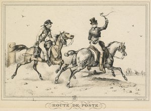 Szenen des täglichen Lebens, Straßen und Wege: Postroute..., 1817 von Carle Vernet