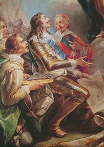 Ludwig XIII. (1601-43) weiht die Kirche Notre-Dame-des-Victoires der Jungfrau Maria im Jahr 1629, Detail von Ludwig XIII. und Kardinal Richelieu (1581-1642), 1748-53