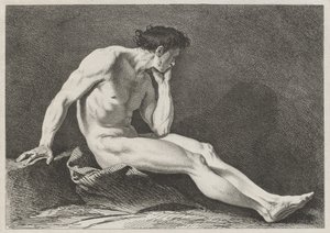 Sitzender Mann mit Kopf in der Hand von Carle van Loo