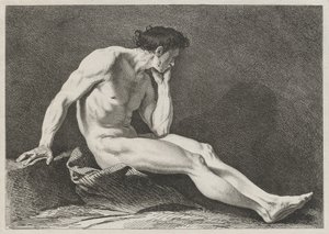 Sitzender Mann mit dem Kopf in der Hand von Carle van Loo