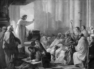 Der heilige Augustinus predigt vor Valere, Bischof von Hippo