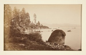 Vier Eisenbahnszenen und vier Ansichten des Lake Tahoe: Lake Tahoe vom Künstlerpunkt von Carleton E. Watkins