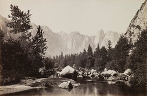 Am Merced, Fernsicht auf die Cathedral Rocks von Carleton E. Watkins