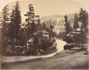 Kaskade, Nevada Fall links, Ansicht oberhalb des Vernal Fall, 1861 von Carleton Emmons Watkins