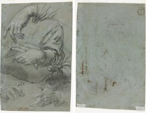 Studien von Händen (recto); Skizze eines Kinderkopfes (verso)