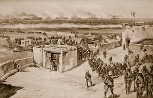 Italienische Truppen landen nach der Bombardierung von Bengasi von Carlo Ademollo
