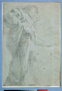 Zwei stehende Männer in Gewändern. Zeichnung in Tinte und Waschung von Carlo Bononi (1569-1632) von Carlo Bononi