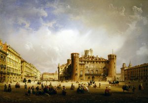 Piazza Castello, Turin, 1852 von Carlo Bossoli