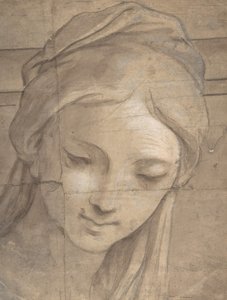 Kopf einer jungen Frau in Dreiviertelansicht nach links, 1670-1700 von Carlo Cignani