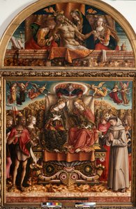 Krönung der Jungfrau mit der Heiligen Dreifaltigkeit und Heiligen von Carlo Crivelli