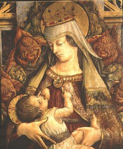 Stillende Madonna, (Detail) von Carlo Crivelli
