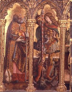 St. Nikolaus und St. Michael, Detail aus dem San Martino Polyptychon