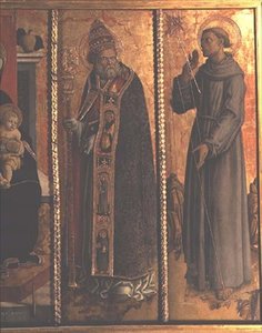 St. Sylvester und St. Franziskus, Detail aus dem San Silvestro Polyptychon