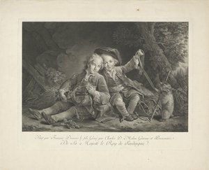 Zwei Jungen mit Murmeltier von Carlo Domenico Melini