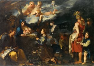 Anbetung des Kindes mit dem Heiligen Lukas, ca. 1700