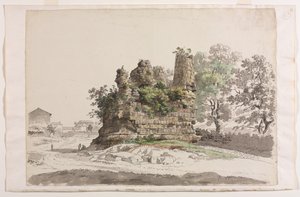 Das sogenannte Grab der Curiatii-Brüder in Albano, mit der Kirche der Madonna, um 177