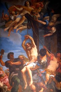 Blasius von Sebaste wird als christlicher Heiliger und Märtyrer verehrt. Gemälde. Genua. Italien. von Carlo Maratta or Maratti