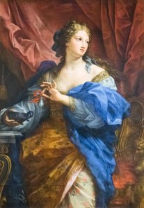 Kleopatra löst eine Perle in einem Becher Wein auf von Carlo Maratta or Maratti