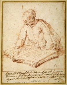 Padre Sebastiano Resta untersucht ein Foliobuch mit Zeichnungen
