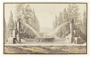 Entwurf für einen Brunnen in einem Park von Carlo Marchionni