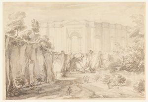 Entwurf für ein Halbkreisgebäude, Villa Albani, Rom, Italien