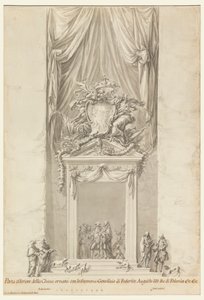 Türöffnung von San Salvatore in Lauro mit Dekoration für das Begräbnis von König Friedrich August III. von Polen, Rom, Italien