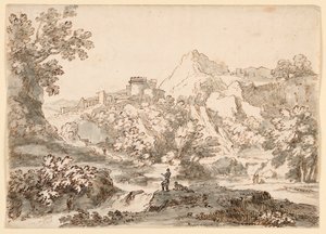 Zeichnung, Eine Landschaft mit Stadt, 1750–1770
